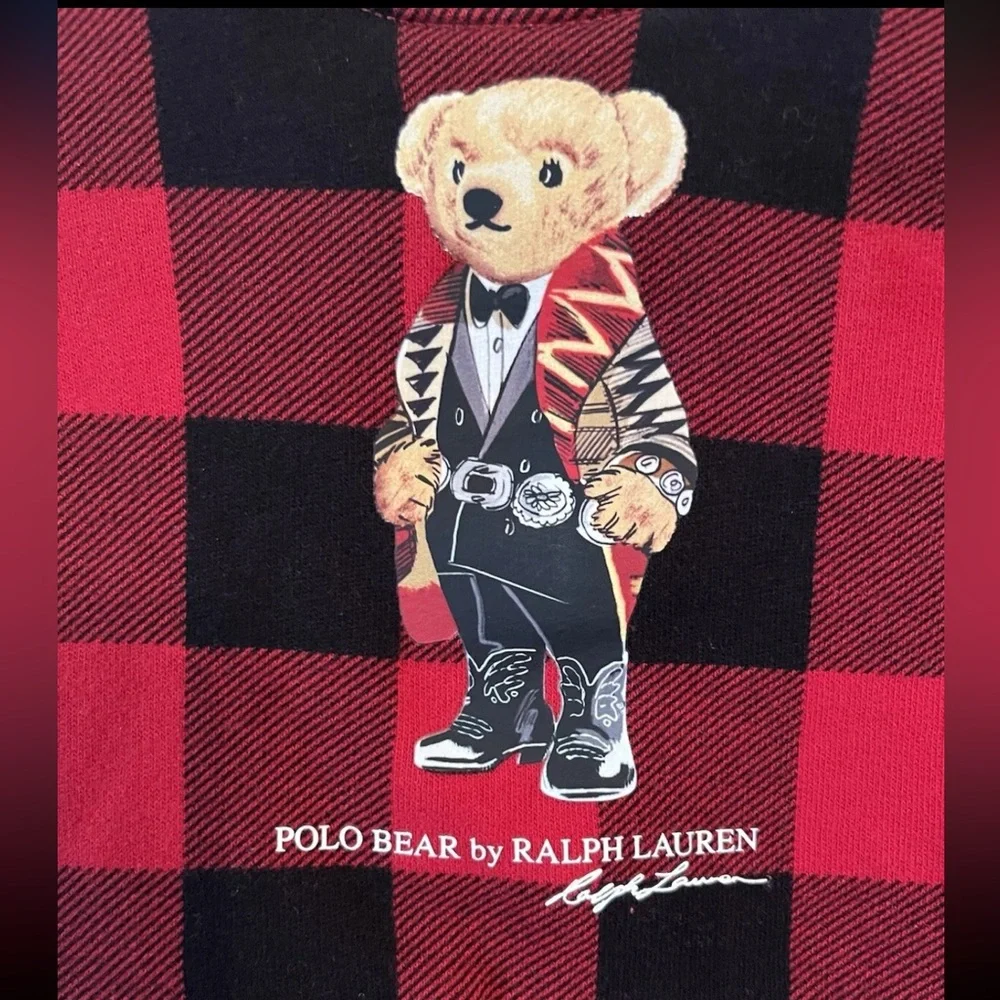 Polo Ralph Lauren Fleece Shirt Infant 3 Months Red Long Sleeve Polo Bear Preppy